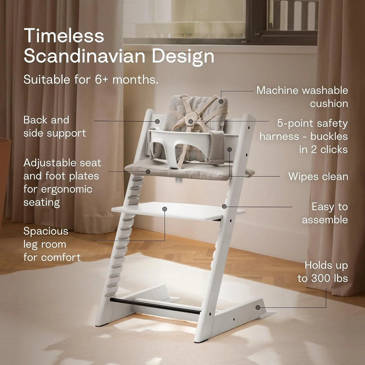 Stokke Tripp Trapp High Chair White with Nordic Grey Tray Signature Edition