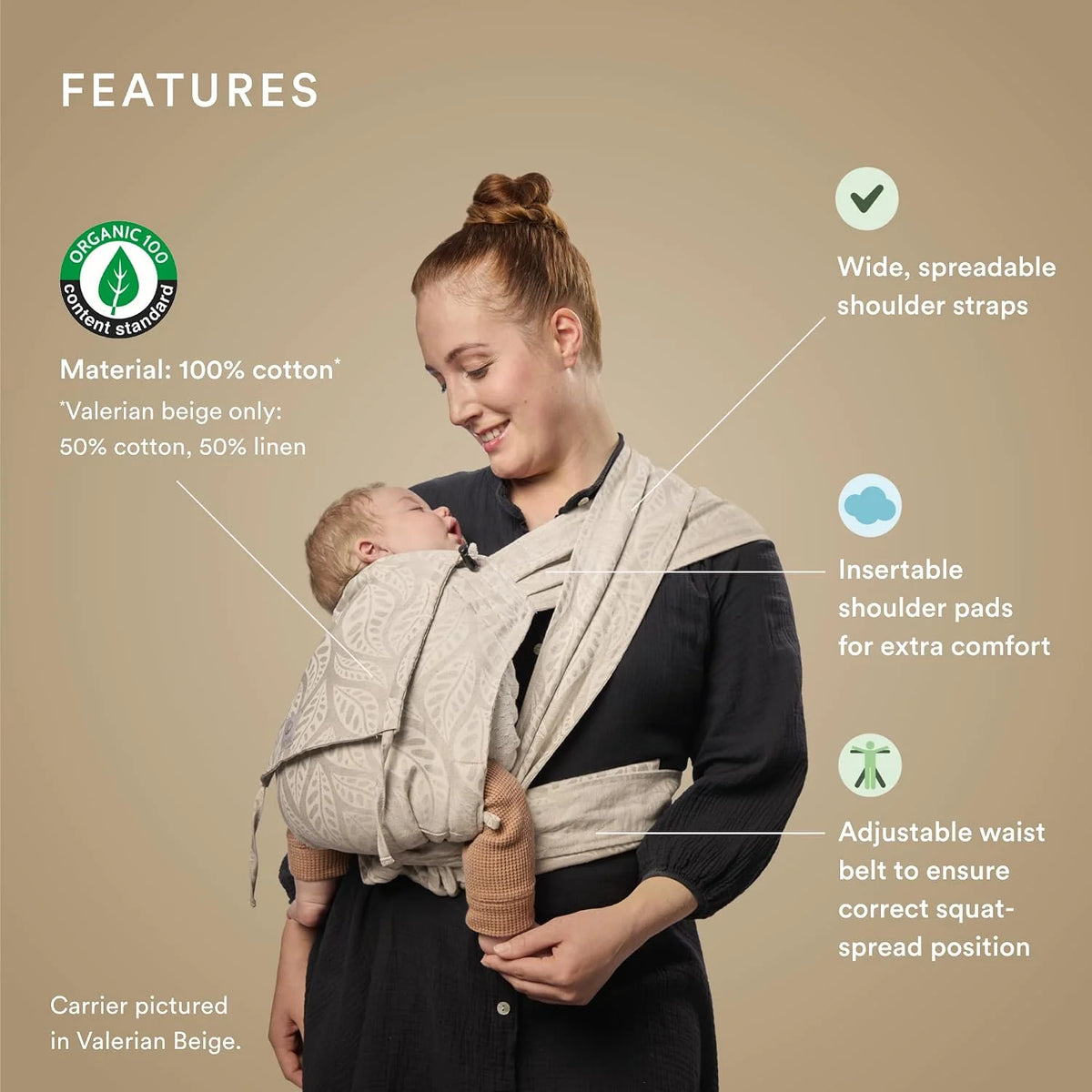 Stokke Limas Carrier, Terracotta (OCS) - Newborn Half-Buckle Baby Carrier - Three Carrying Options - Safe from Birth & Up to 33 lbs
