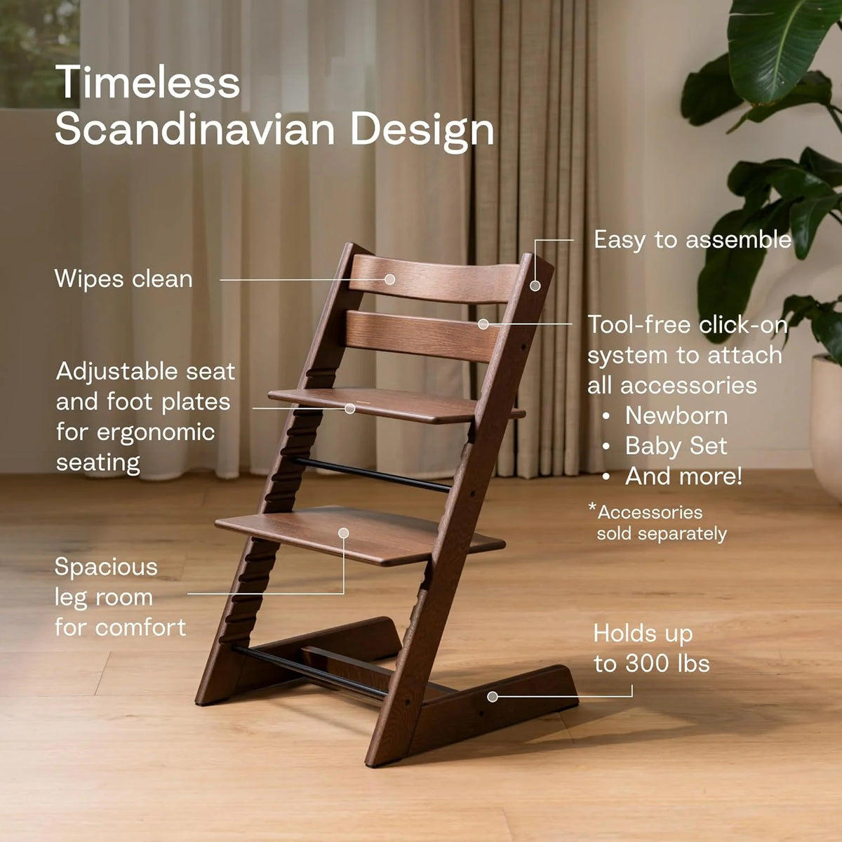 Stokke Tripp Trapp Chair, Adjustable Wooden High Chair, Oak