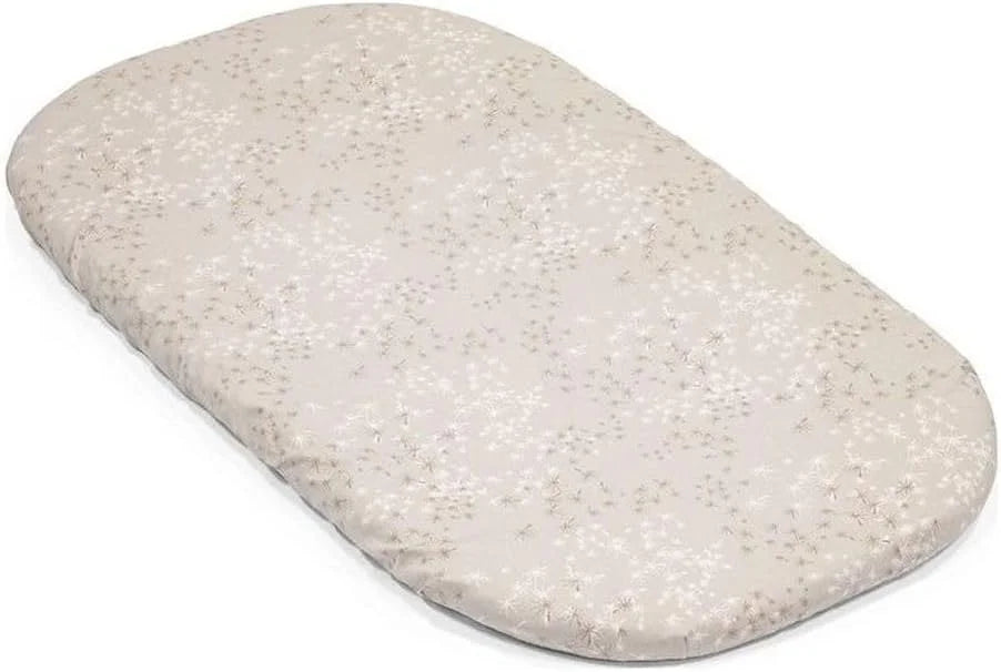 Stokke Snoozi Fitted Sheets - Includes 1 Dandelion Beige & 1 Vanilla Cream - Made to Fit the Oval Snoozi Mattress - Soft, Organic Cotton - Machine Washable