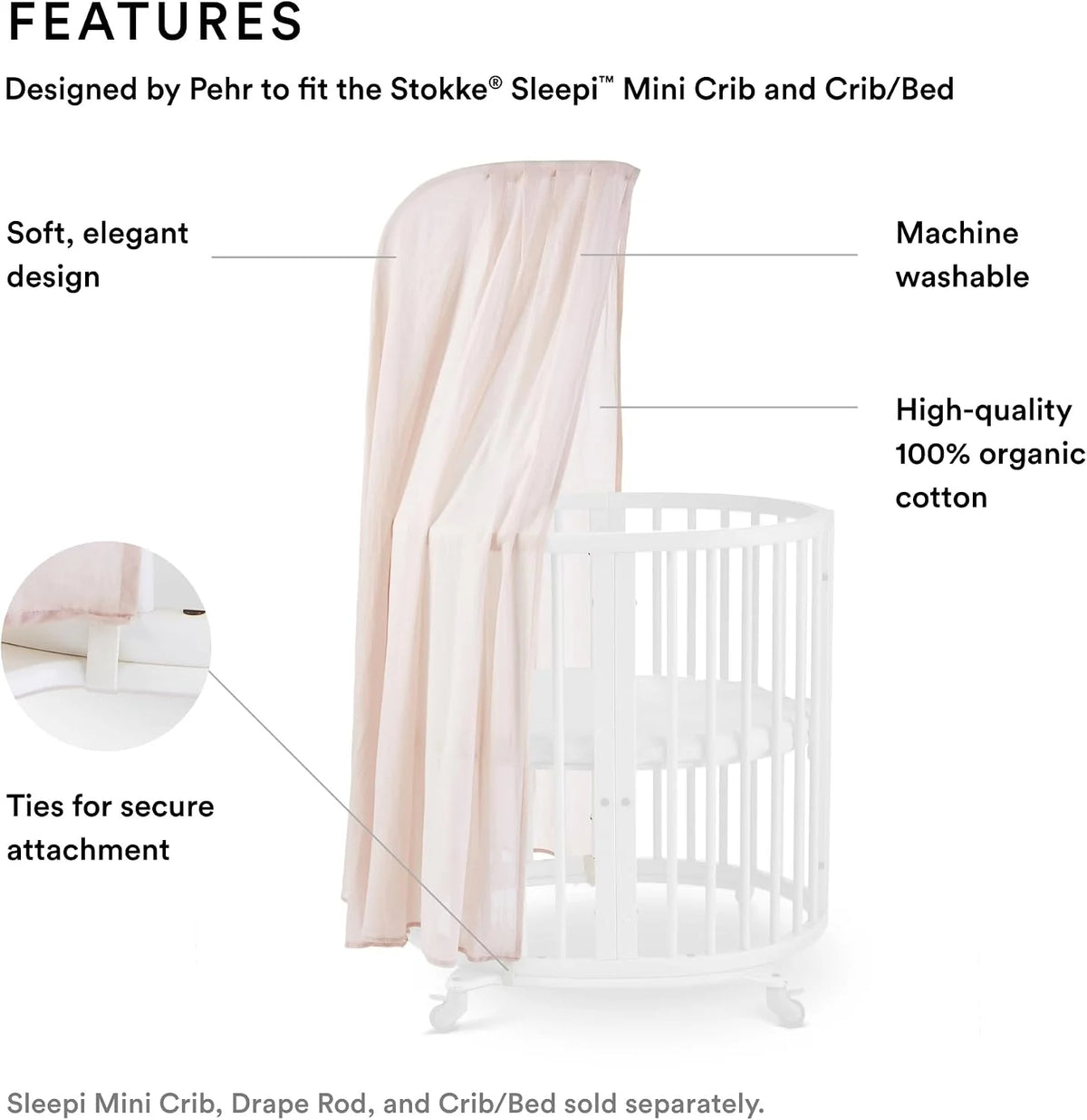 Stokke Sleepi Blush Crib Canopy Designed by Pehr