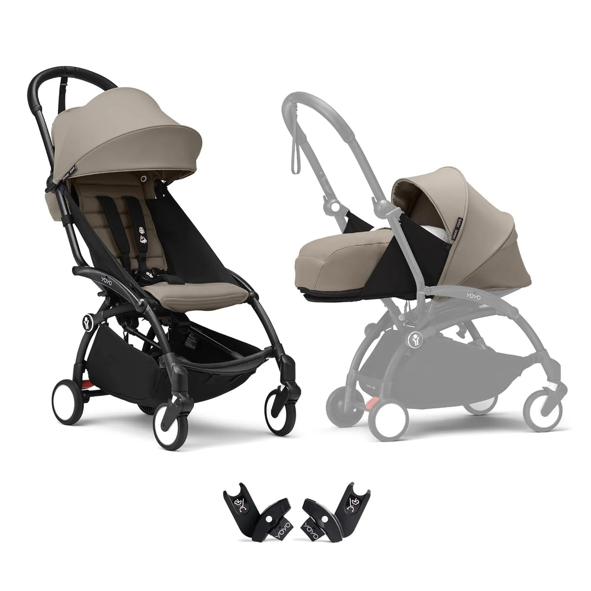 Stokke YOYO3 Stroller from Newborn to Toddler, Easy Folding, Black/Taupe