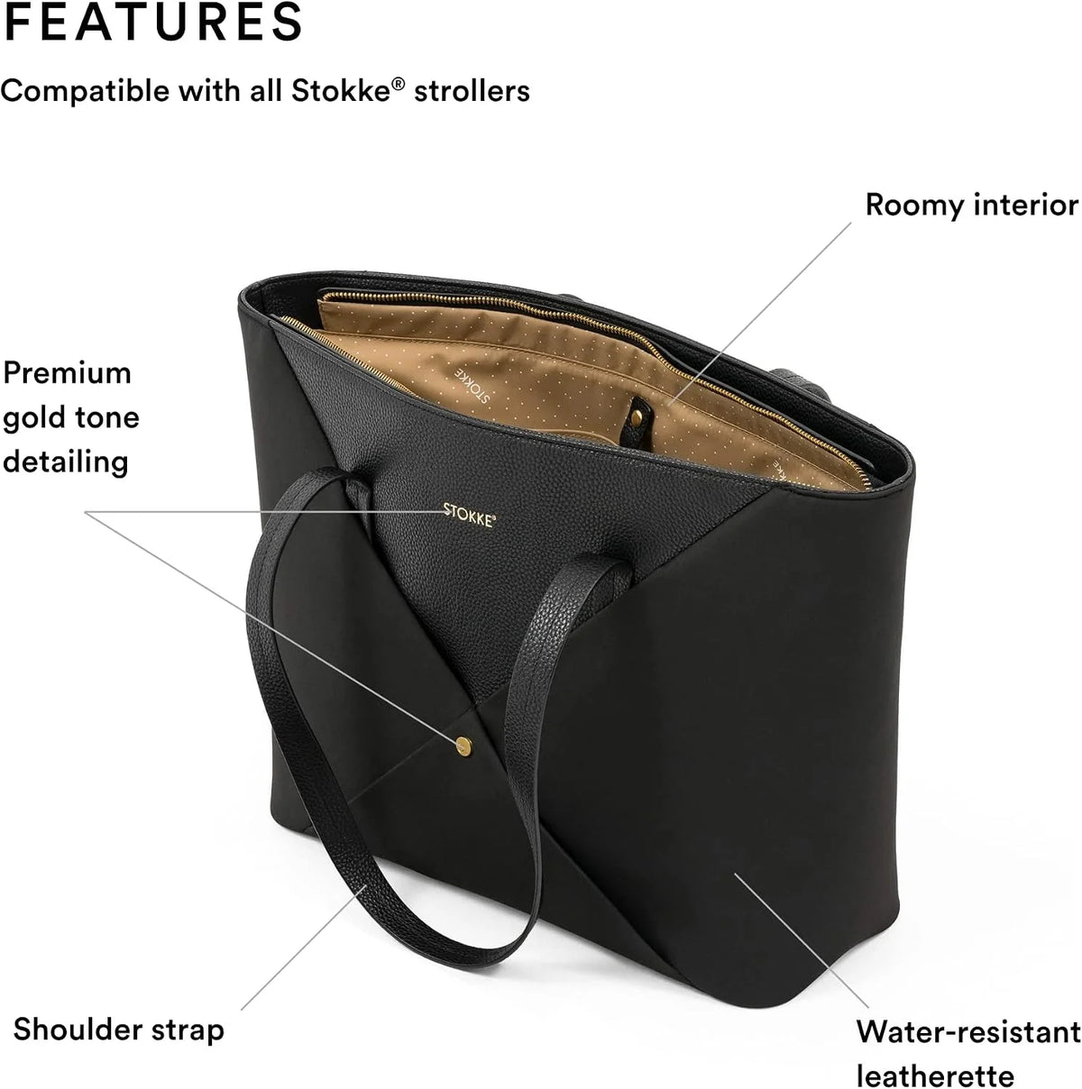 Stokke Xplory X Changing Bag, Signature - Looks Like a Luxury Handbag - Includes Foldable Changing Mat - Water Repellent, Easy to Clean