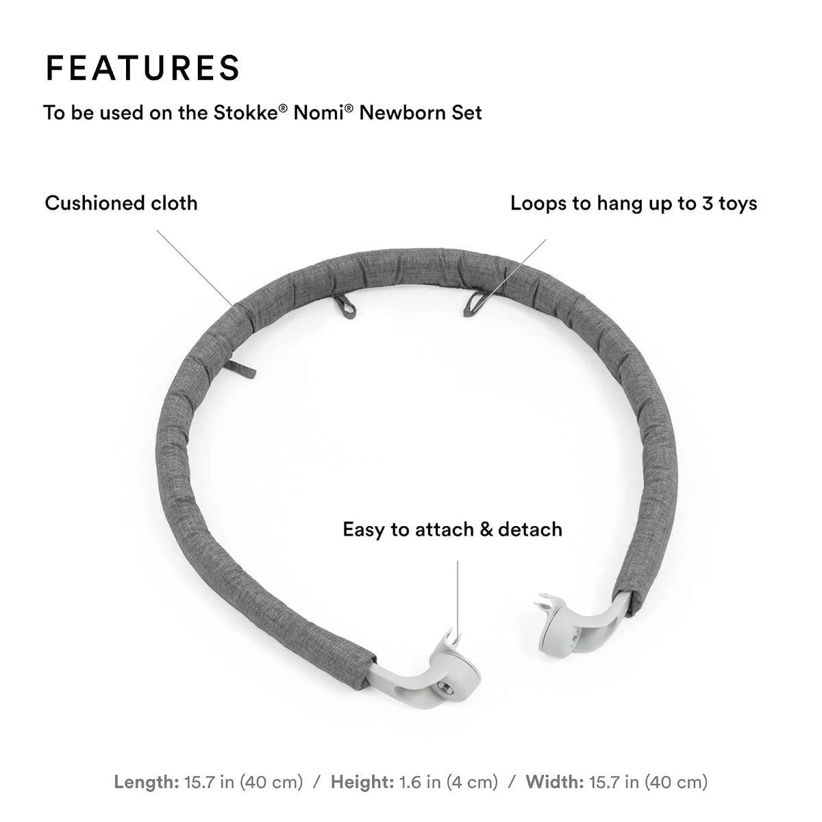 Stokke Nomi Play - Includes Loops to Hang Up to Three Toys - Easily Clicks onto The Nomi Newborn Set - for Ages 0-6 Months