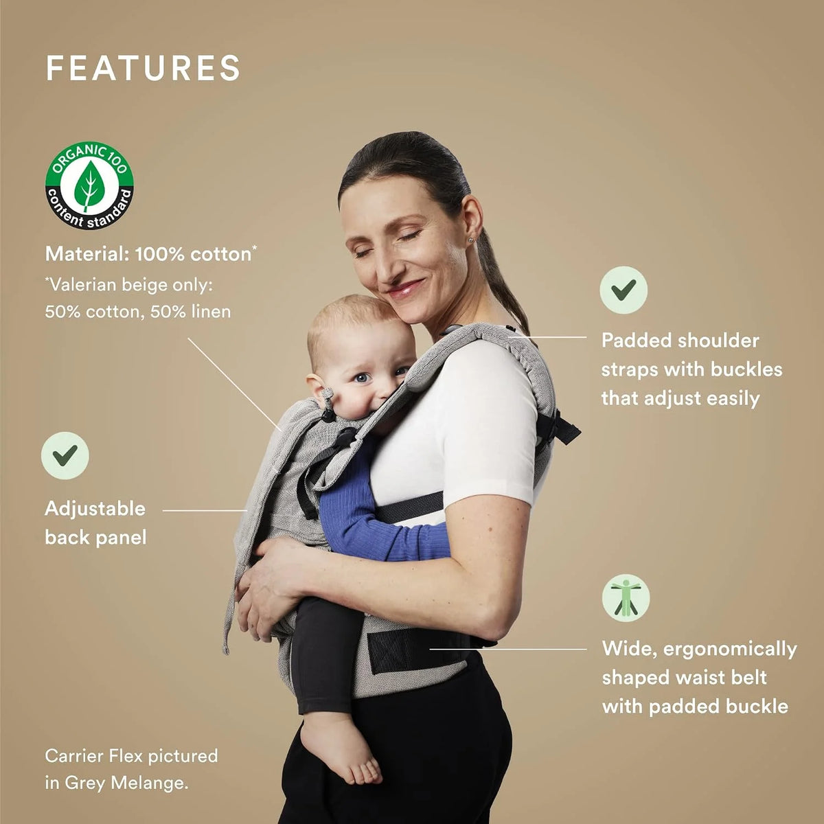 Stokke Limas Carrier Flex, Black (OCS) - Full-Buckle Baby Carrier - Three Carrying Options - Safe for Babies from 1 Month/8.8 lbs to 44.1 lbs