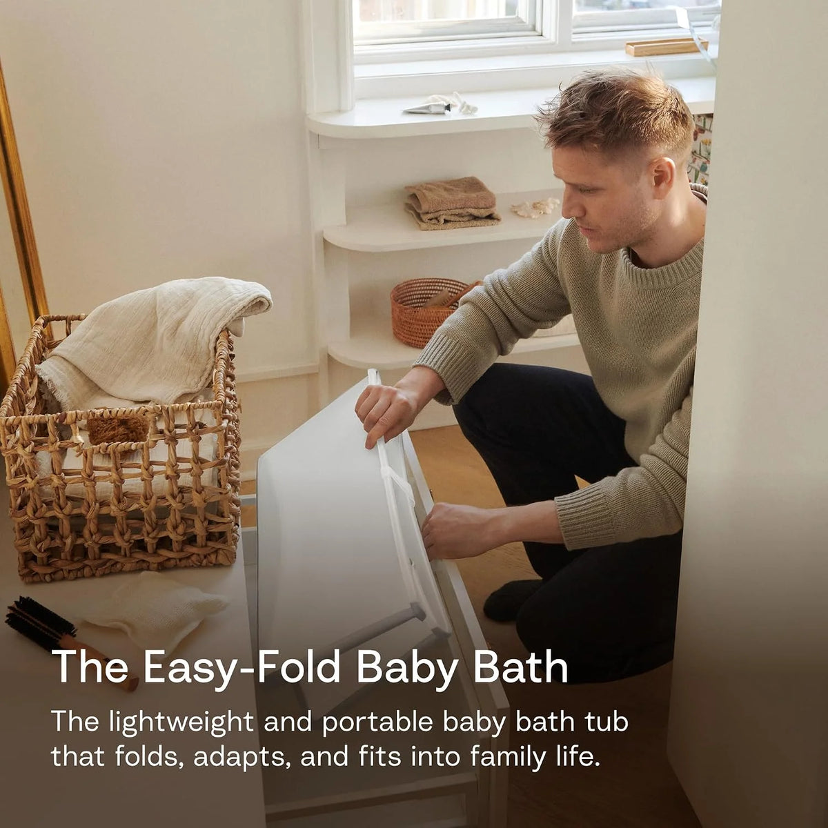 Stokke Flexi Bath Bundle - Foldable Bathtub + Newborn Support, Ocean Blue