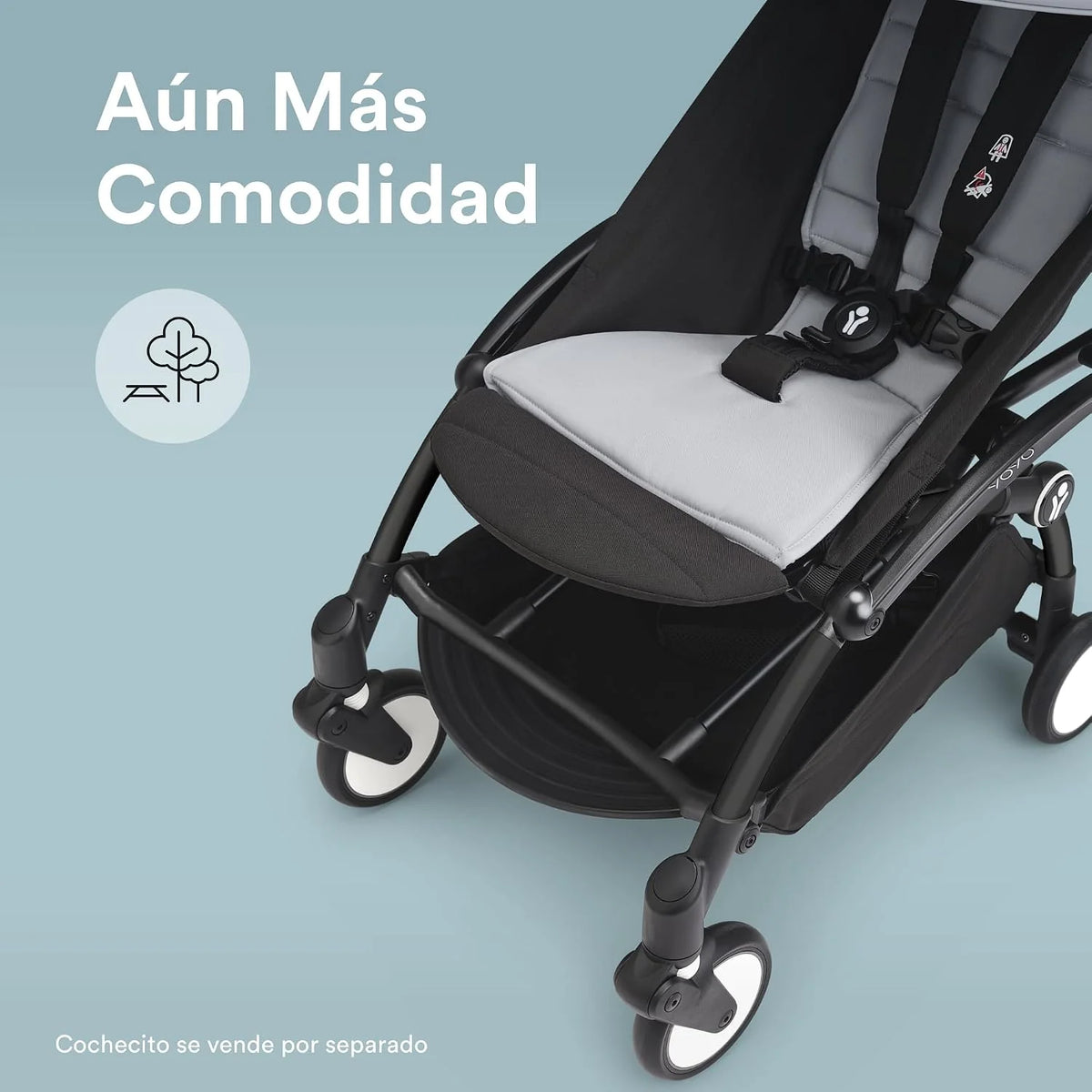 Stokke YOYO Leg Rest. Reclined Position & Padded Cover (Included)
