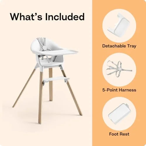 Stokke Clikk High Chair, Black/Warm Brown with Newborn Set, Cloud Grey